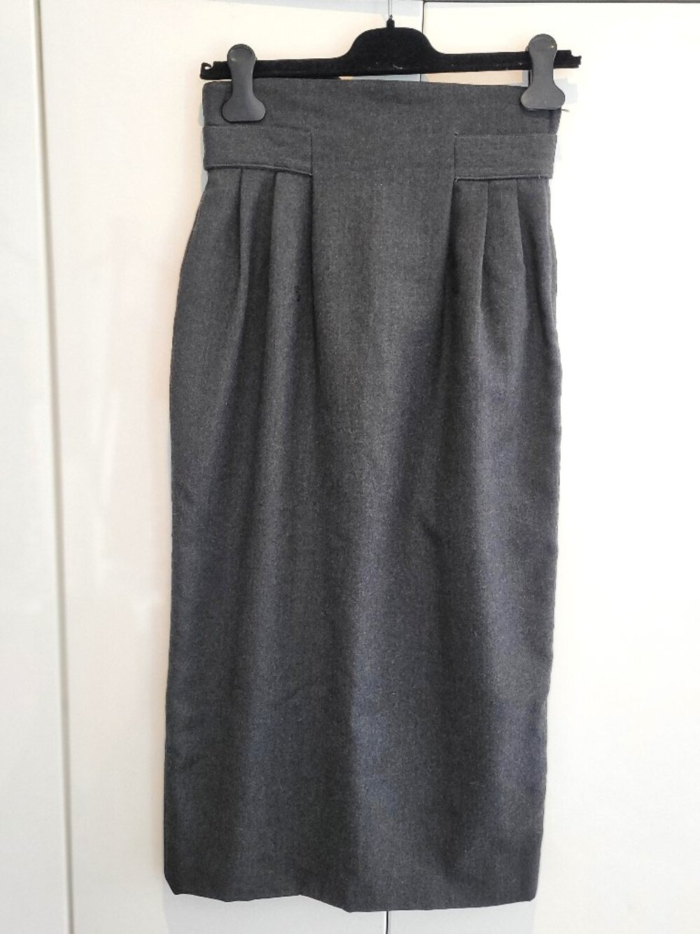 Vintage Ports Wool Blend Maxi Skirt Charcoal Grey Size 6
